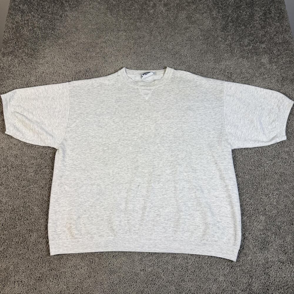 Vintage 80s Lee Sweatshirt Mens XL Gray Gym Workout Short Sleeve Pullover